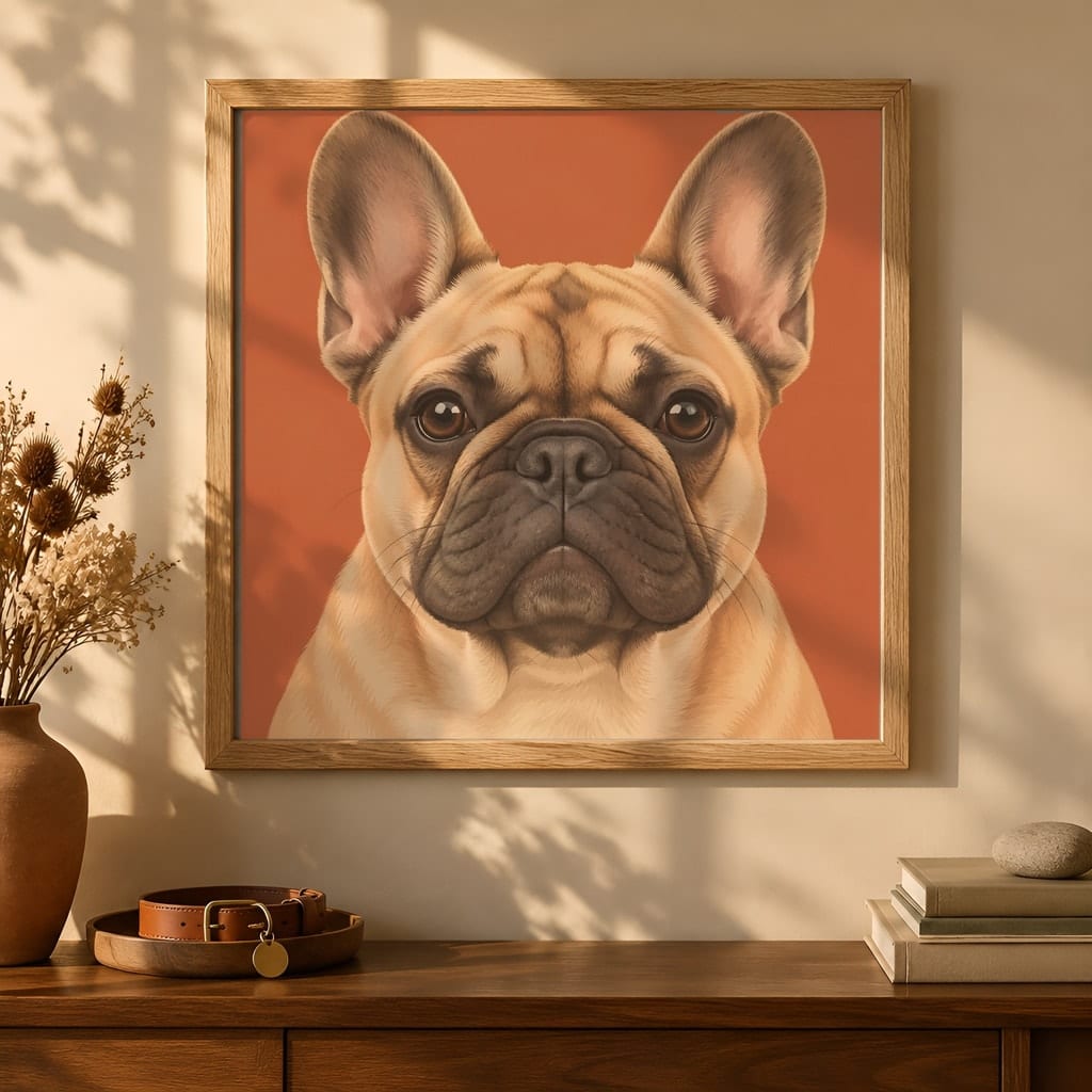 Pet Portrait Frame Mockup Bundle — 40 Square Dog Corner 1:1 Wall Art PSD Mockups: mockup scene 24 of 40