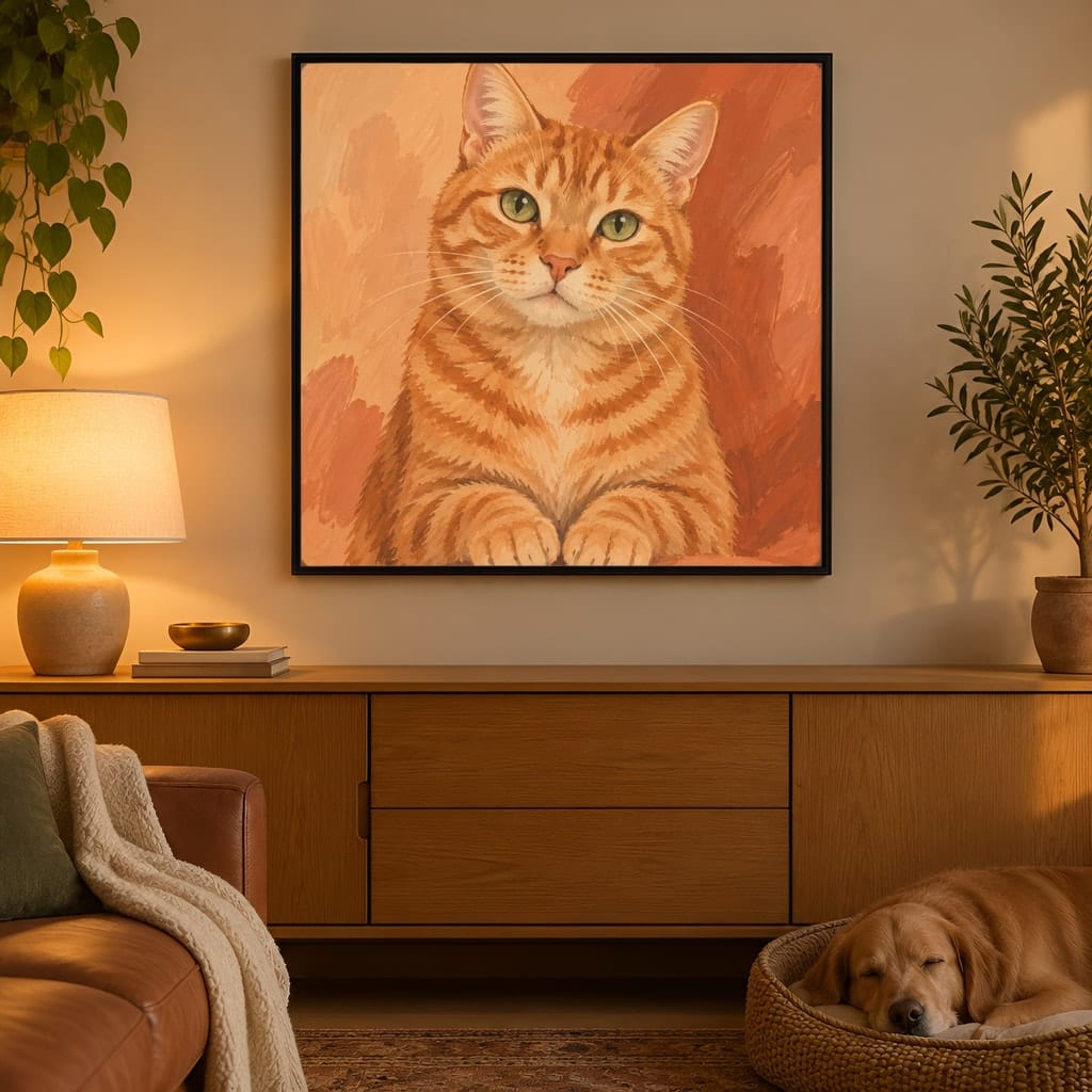 Pet Portrait Frame Mockup Bundle — 40 Square Dog Corner 1:1 Wall Art PSD Mockups: mockup scene 27 of 40