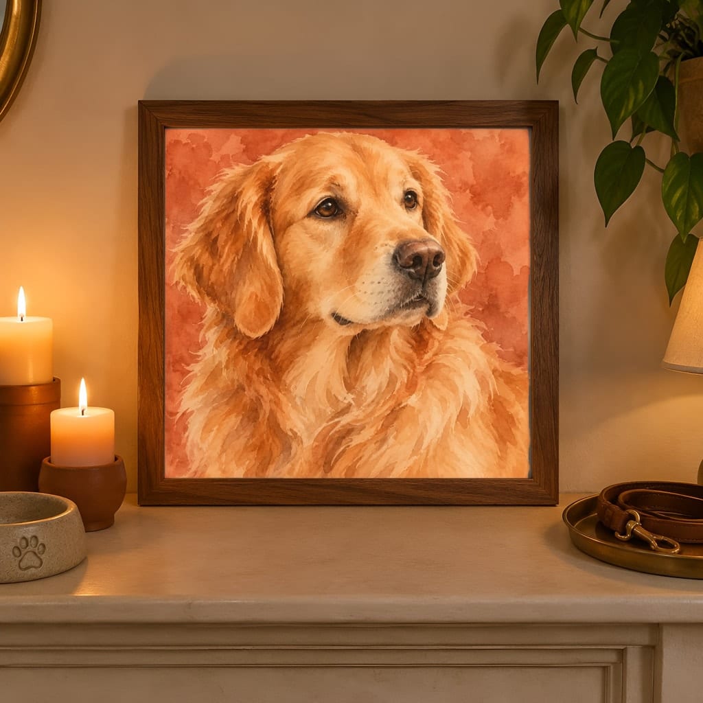 Pet Portrait Frame Mockup Bundle — 40 Square Dog Corner 1:1 Wall Art PSD Mockups: mockup scene 28 of 40
