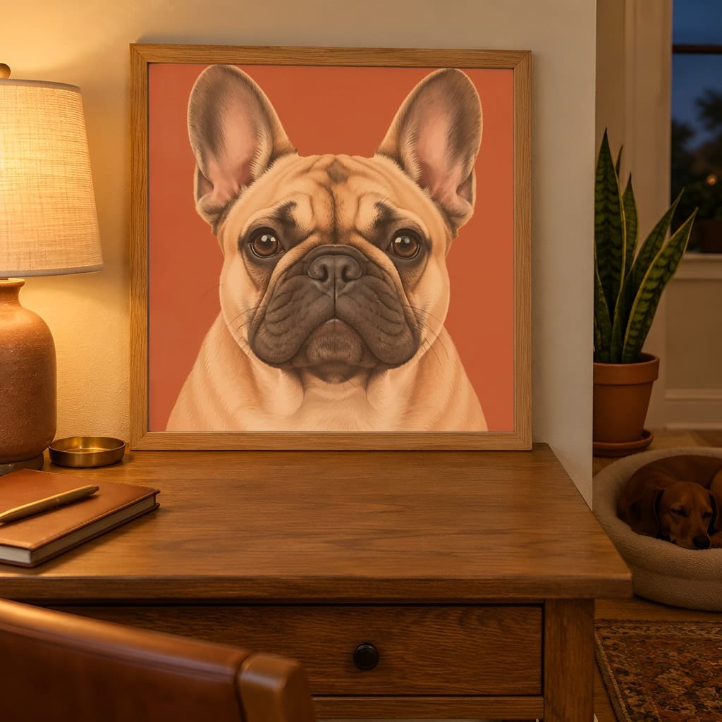 Pet Portrait Frame Mockup Bundle — 40 Square Dog Corner 1:1 Wall Art PSD Mockups: mockup scene 39 of 40