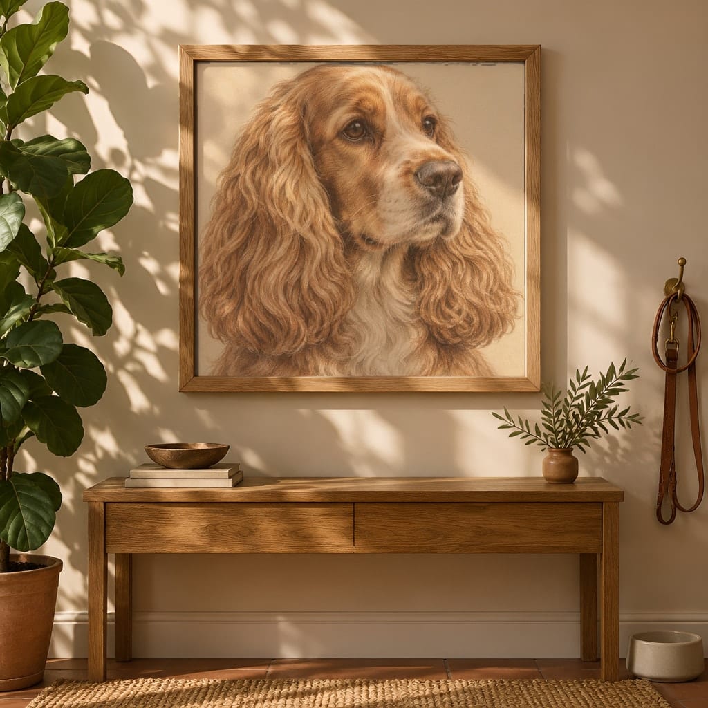 Pet Portrait Frame Mockup Bundle — 40 Square Dog Corner 1:1 Wall Art PSD Mockups: mockup scene 4 of 40