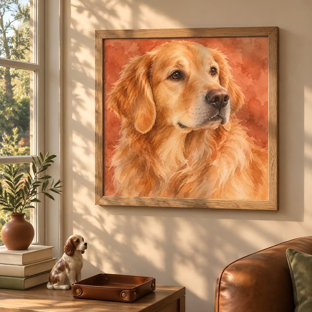 Pet Portrait Frame Mockup Bundle — 40 Square Dog Corner 1:1 Wall Art PSD Mockups: mockup scene 6 of 40