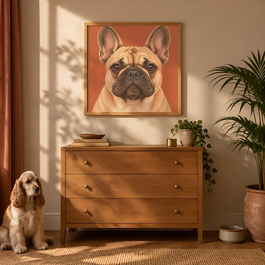 Pet Portrait Frame Mockup Bundle — 40 Square Dog Corner 1:1 Wall Art PSD Mockups: mockup scene 9 of 40
