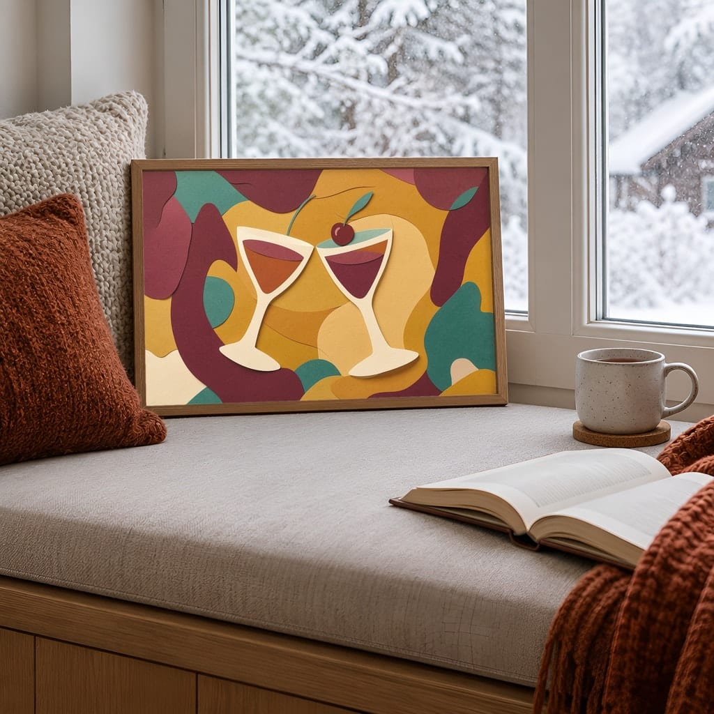 Horizontal Frame Mockup Bundle — Retro 70s Dining Room Winter Wall Art PSD (40 Scenes): mockup scene 14 of 40