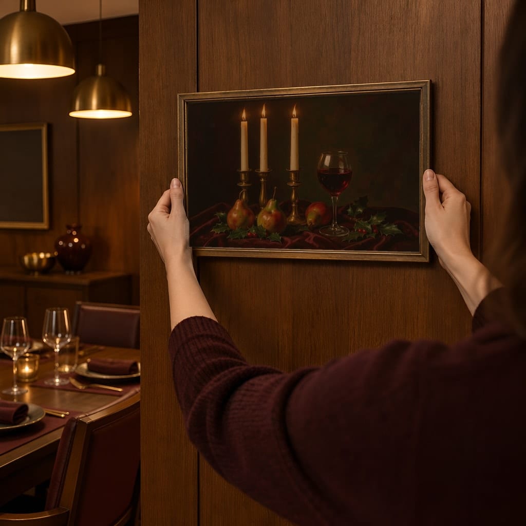 Horizontal Frame Mockup Bundle — Retro 70s Dining Room Winter Wall Art PSD (40 Scenes): mockup scene 24 of 40