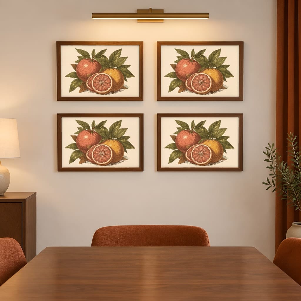 Horizontal Frame Mockup Bundle — Retro 70s Dining Room Winter Wall Art PSD (40 Scenes): mockup scene 25 of 40
