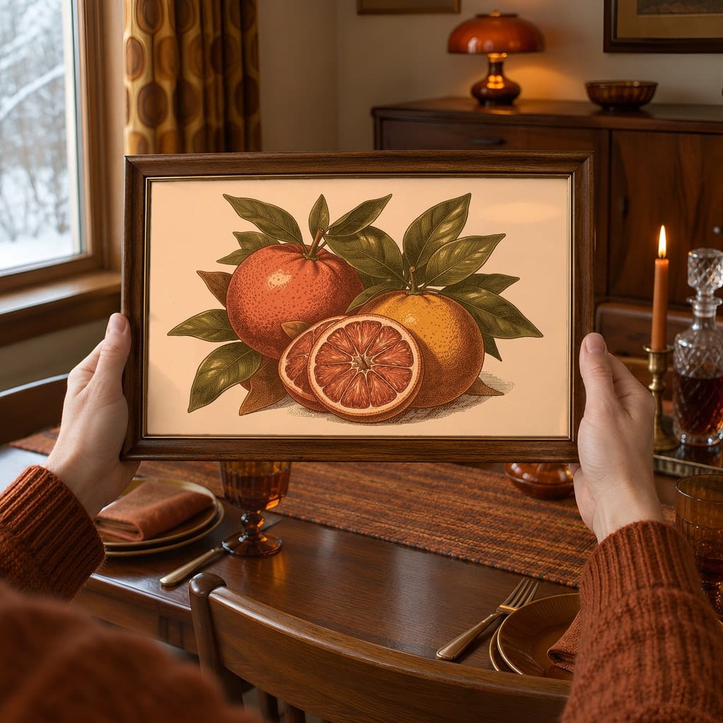Horizontal Frame Mockup Bundle — Retro 70s Dining Room Winter Wall Art PSD (40 Scenes): mockup scene 7 of 40