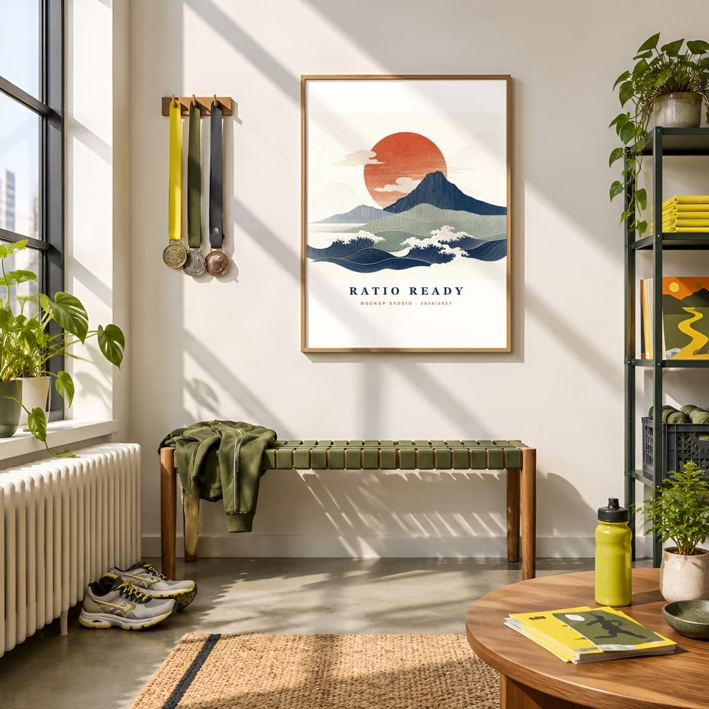Running Wall Art Mockup Bundle — Run Club Poster and Gallery Frame PSD Templates (40 Scenes): mockup scene 10 of 40