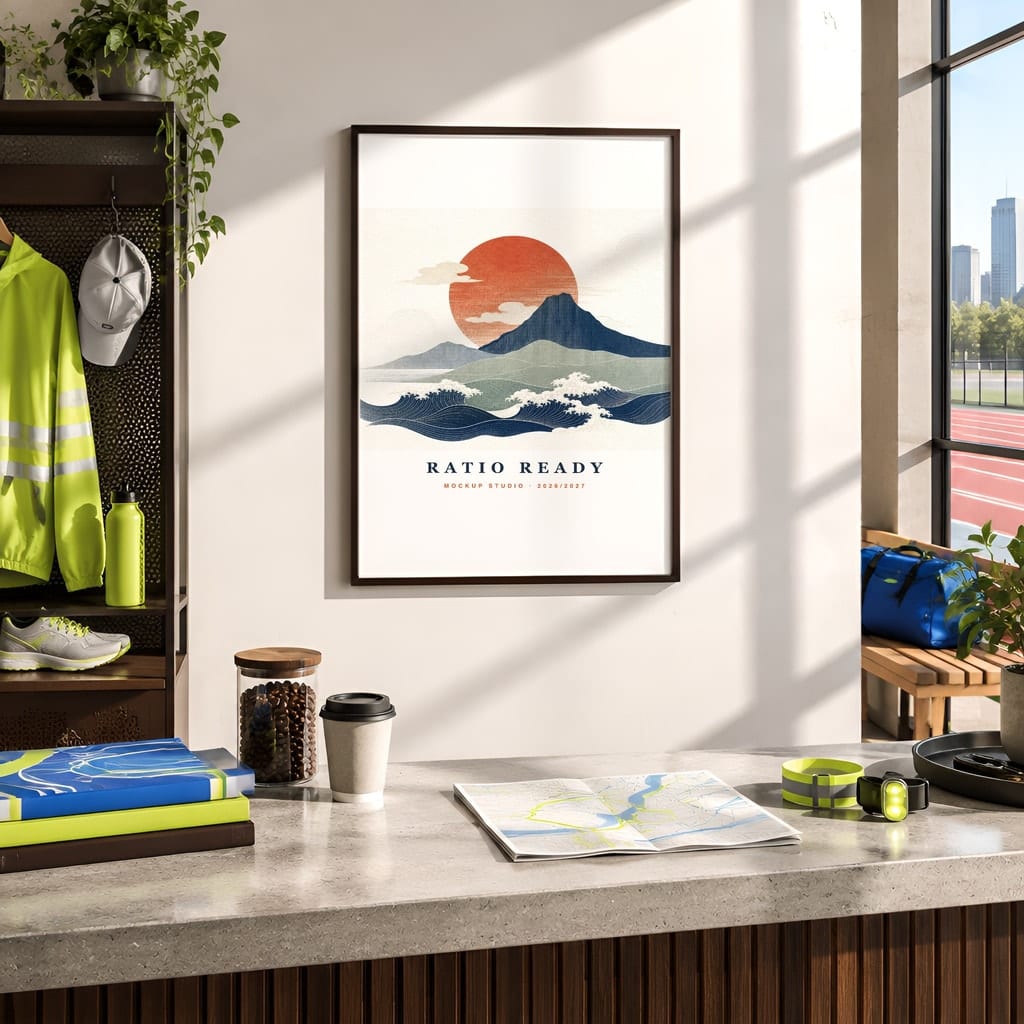 Running Wall Art Mockup Bundle — Run Club Poster and Gallery Frame PSD Templates (40 Scenes): mockup scene 11 of 40