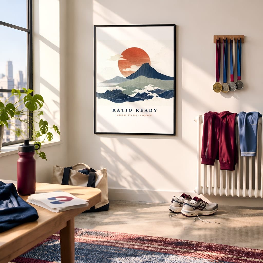 Running Wall Art Mockup Bundle — Run Club Poster and Gallery Frame PSD Templates (40 Scenes): mockup scene 14 of 40
