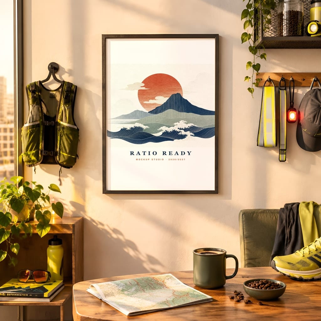 Running Wall Art Mockup Bundle — Run Club Poster and Gallery Frame PSD Templates (40 Scenes): mockup scene 15 of 40