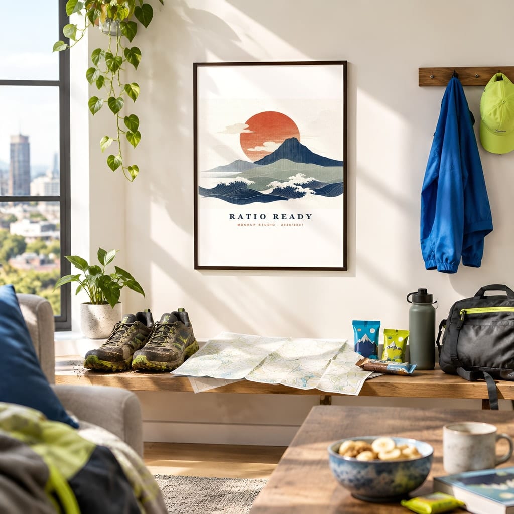 Running Wall Art Mockup Bundle — Run Club Poster and Gallery Frame PSD Templates (40 Scenes): mockup scene 16 of 40