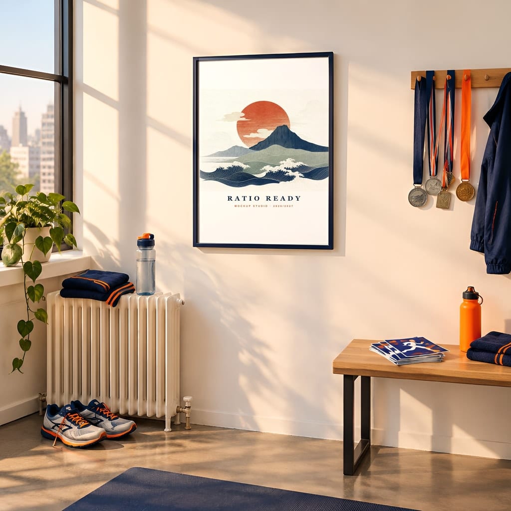 Running Wall Art Mockup Bundle — Run Club Poster and Gallery Frame PSD Templates (40 Scenes): mockup scene 18 of 40