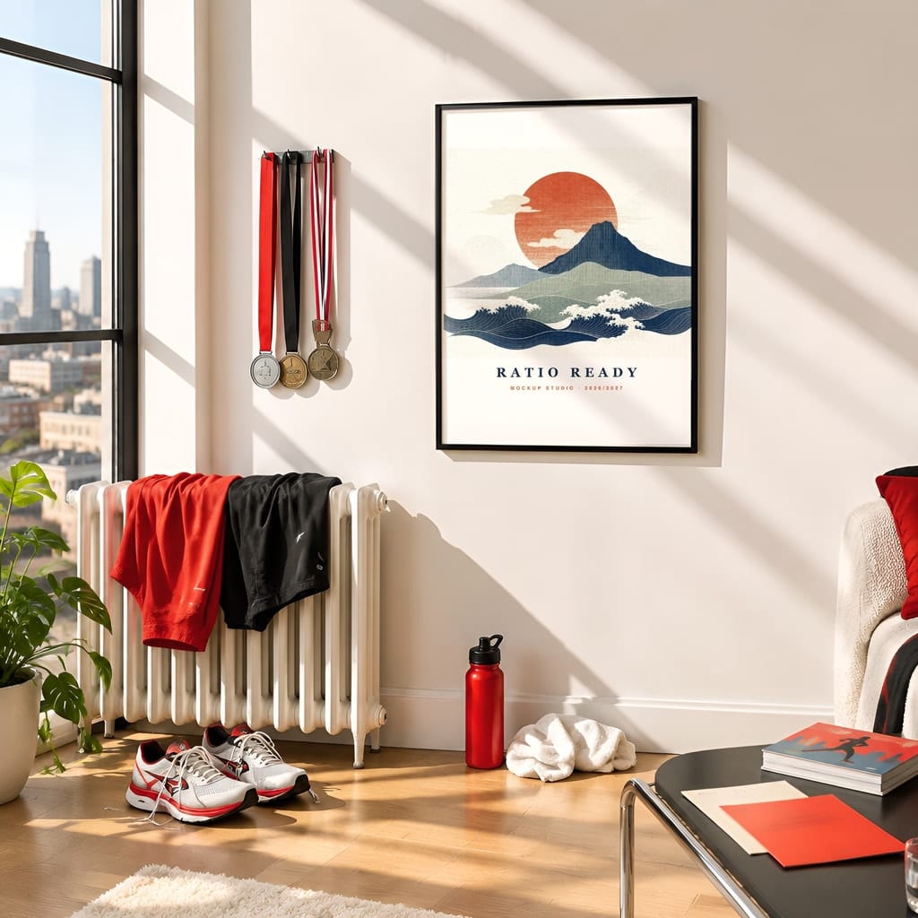 Running Wall Art Mockup Bundle — Run Club Poster and Gallery Frame PSD Templates (40 Scenes): mockup scene 2 of 40