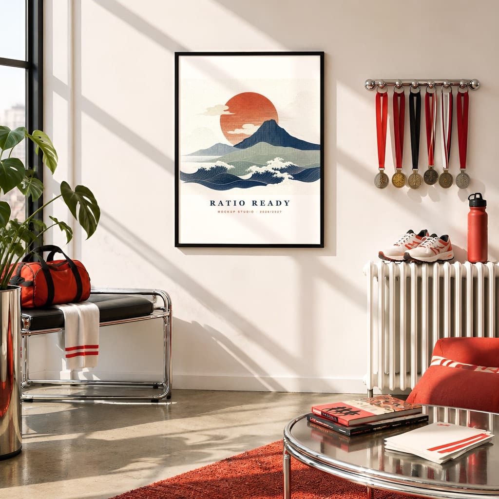Running Wall Art Mockup Bundle — Run Club Poster and Gallery Frame PSD Templates (40 Scenes): mockup scene 22 of 40