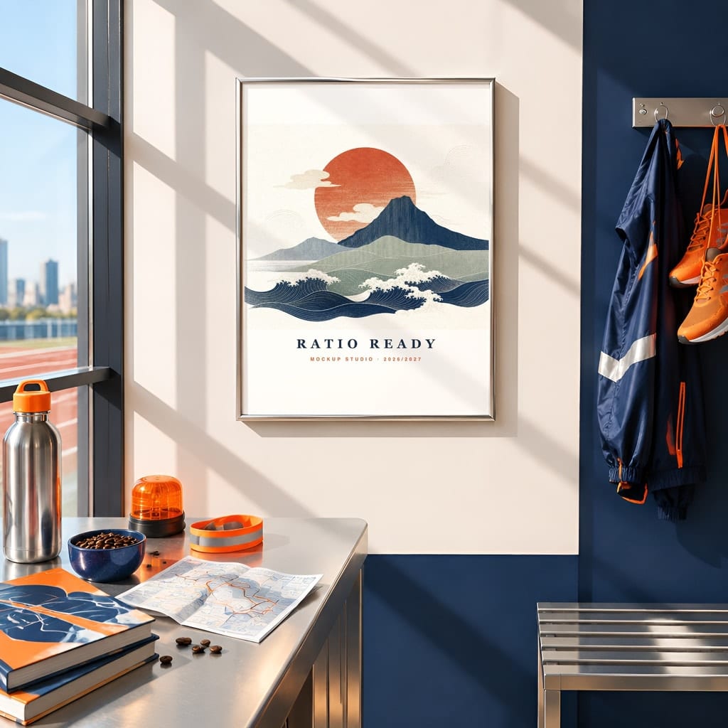 Running Wall Art Mockup Bundle — Run Club Poster and Gallery Frame PSD Templates (40 Scenes): mockup scene 23 of 40