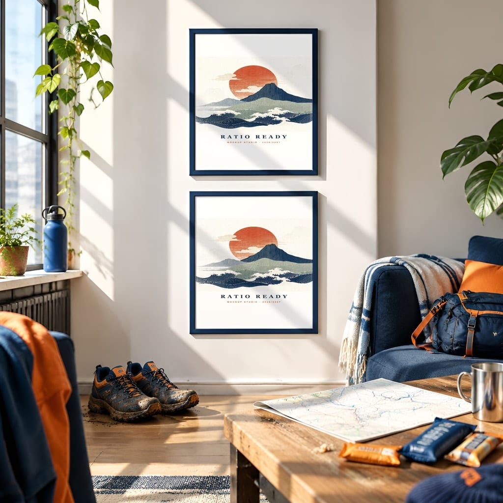 Running Wall Art Mockup Bundle — Run Club Poster and Gallery Frame PSD Templates (40 Scenes): mockup scene 28 of 40