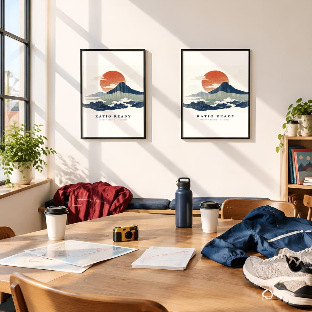Running Wall Art Mockup Bundle — Run Club Poster and Gallery Frame PSD Templates (40 Scenes): mockup scene 29 of 40