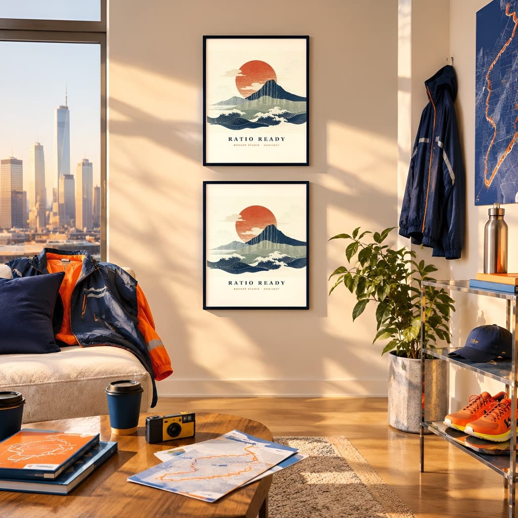 Running Wall Art Mockup Bundle — Run Club Poster and Gallery Frame PSD Templates (40 Scenes): mockup scene 33 of 40