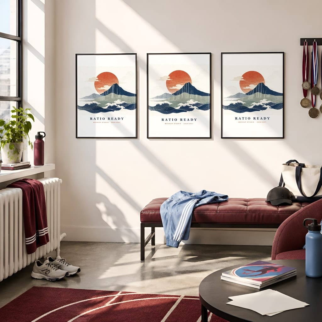 Running Wall Art Mockup Bundle — Run Club Poster and Gallery Frame PSD Templates (40 Scenes): mockup scene 34 of 40