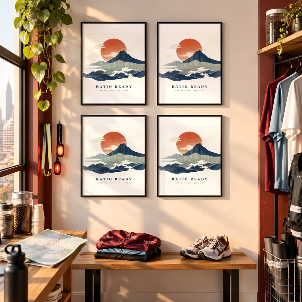 Running Wall Art Mockup Bundle — Run Club Poster and Gallery Frame PSD Templates (40 Scenes): mockup scene 39 of 40