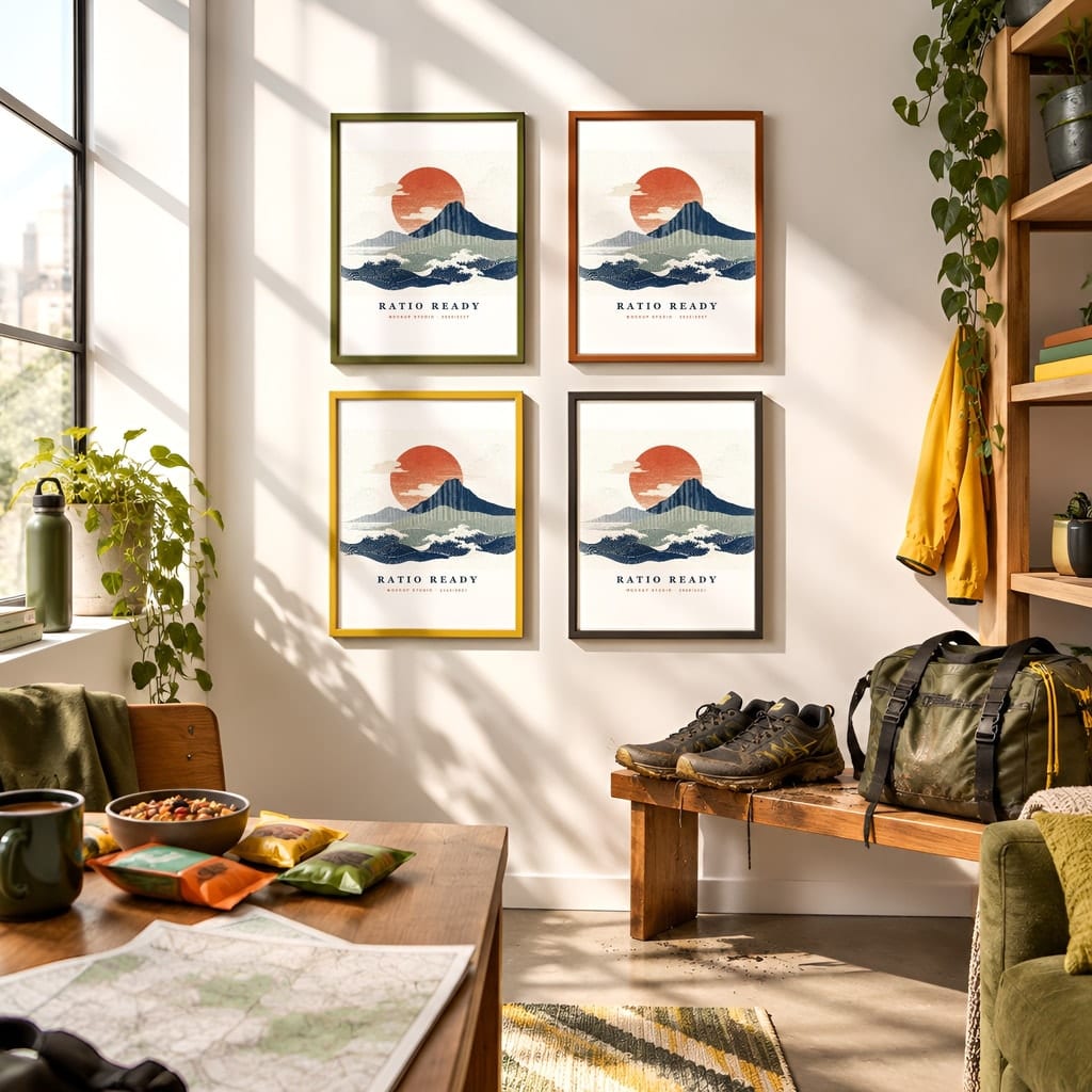 Running Wall Art Mockup Bundle — Run Club Poster and Gallery Frame PSD Templates (40 Scenes): mockup scene 40 of 40