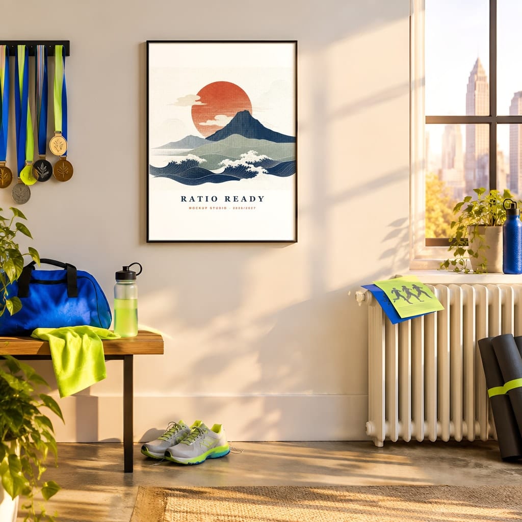 Running Wall Art Mockup Bundle — Run Club Poster and Gallery Frame PSD Templates (40 Scenes): mockup scene 6 of 40