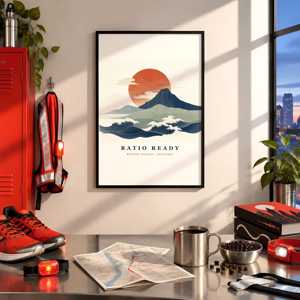 Running Wall Art Mockup Bundle — Run Club Poster and Gallery Frame PSD Templates (40 Scenes): mockup scene 7 of 40