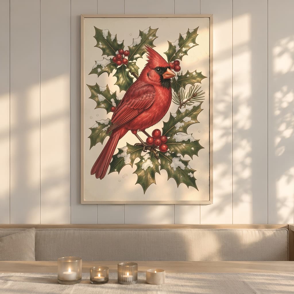Christmas Frame Mockup Bundle — 20 Vertical Scandinavian Nordic Wall Art PSD Mockups: mockup scene 11 of 20