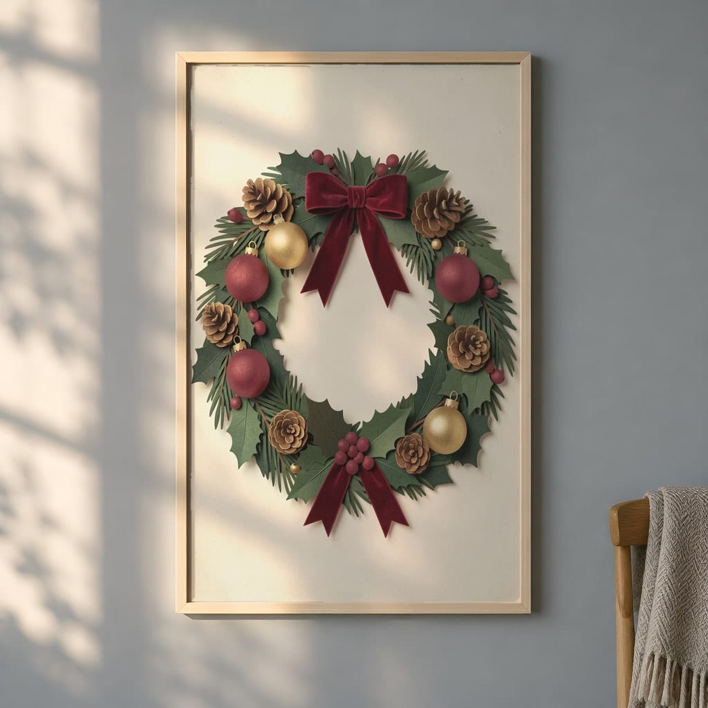 Christmas Frame Mockup Bundle — 20 Vertical Scandinavian Nordic Wall Art PSD Mockups: mockup scene 12 of 20