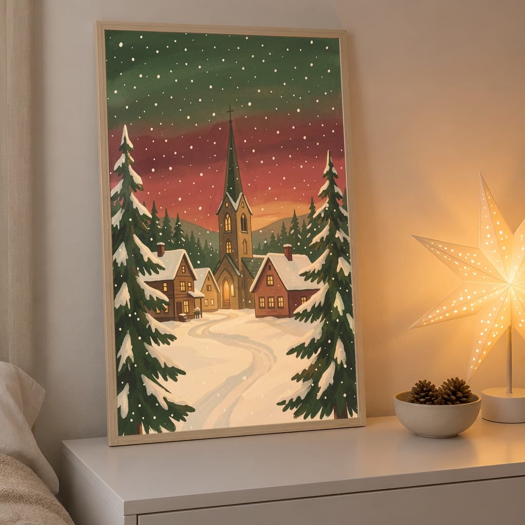 Christmas Frame Mockup Bundle — 20 Vertical Scandinavian Nordic Wall Art PSD Mockups: mockup scene 13 of 20