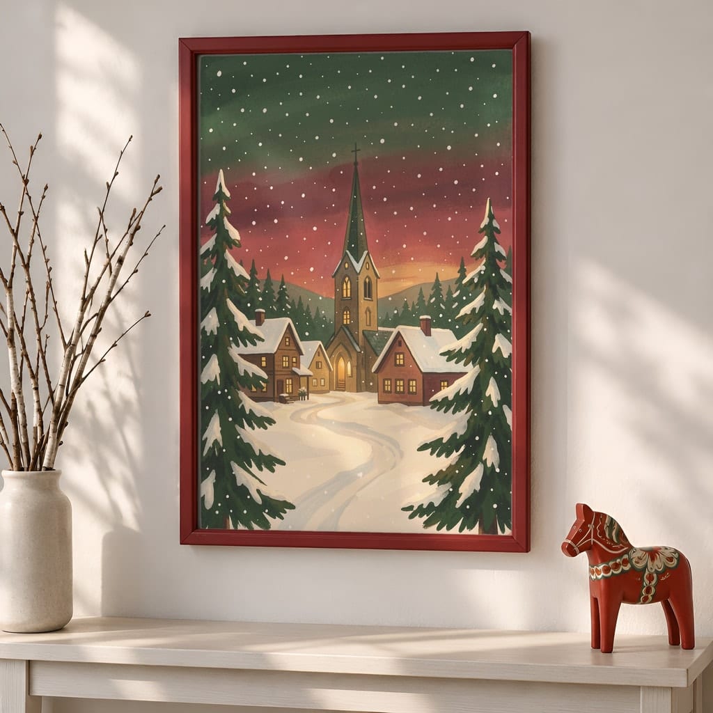 Christmas Frame Mockup Bundle — 20 Vertical Scandinavian Nordic Wall Art PSD Mockups: mockup scene 15 of 20