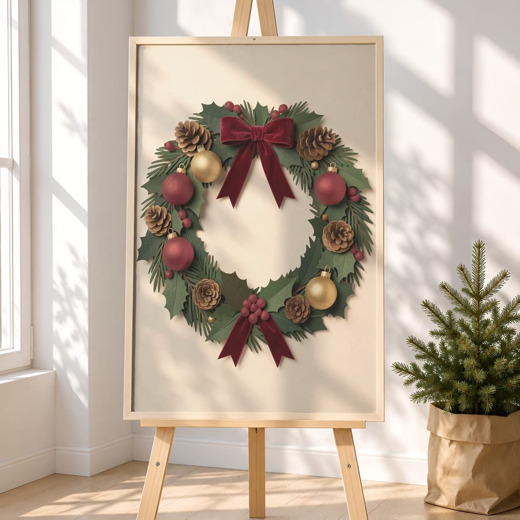 Christmas Frame Mockup Bundle — 20 Vertical Scandinavian Nordic Wall Art PSD Mockups: mockup scene 16 of 20