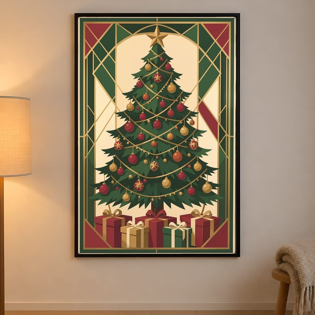 Christmas Frame Mockup Bundle — 20 Vertical Scandinavian Nordic Wall Art PSD Mockups: mockup scene 17 of 20
