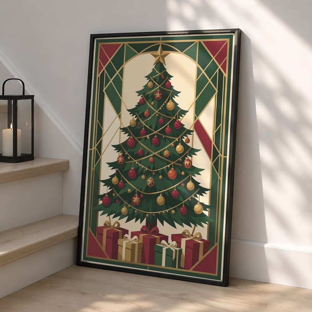 Christmas Frame Mockup Bundle — 20 Vertical Scandinavian Nordic Wall Art PSD Mockups: mockup scene 18 of 20