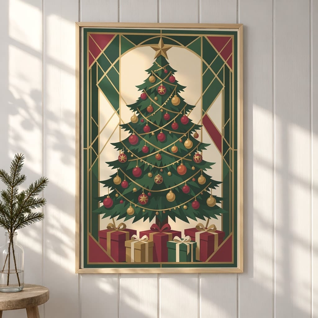 Christmas Frame Mockup Bundle — 20 Vertical Scandinavian Nordic Wall Art PSD Mockups: mockup scene 2 of 20