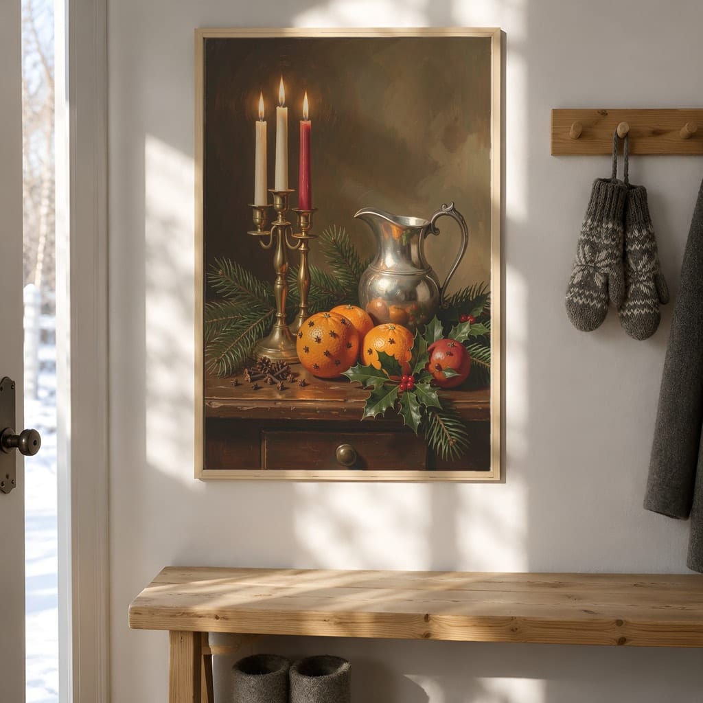 Christmas Frame Mockup Bundle — 20 Vertical Scandinavian Nordic Wall Art PSD Mockups: mockup scene 4 of 20