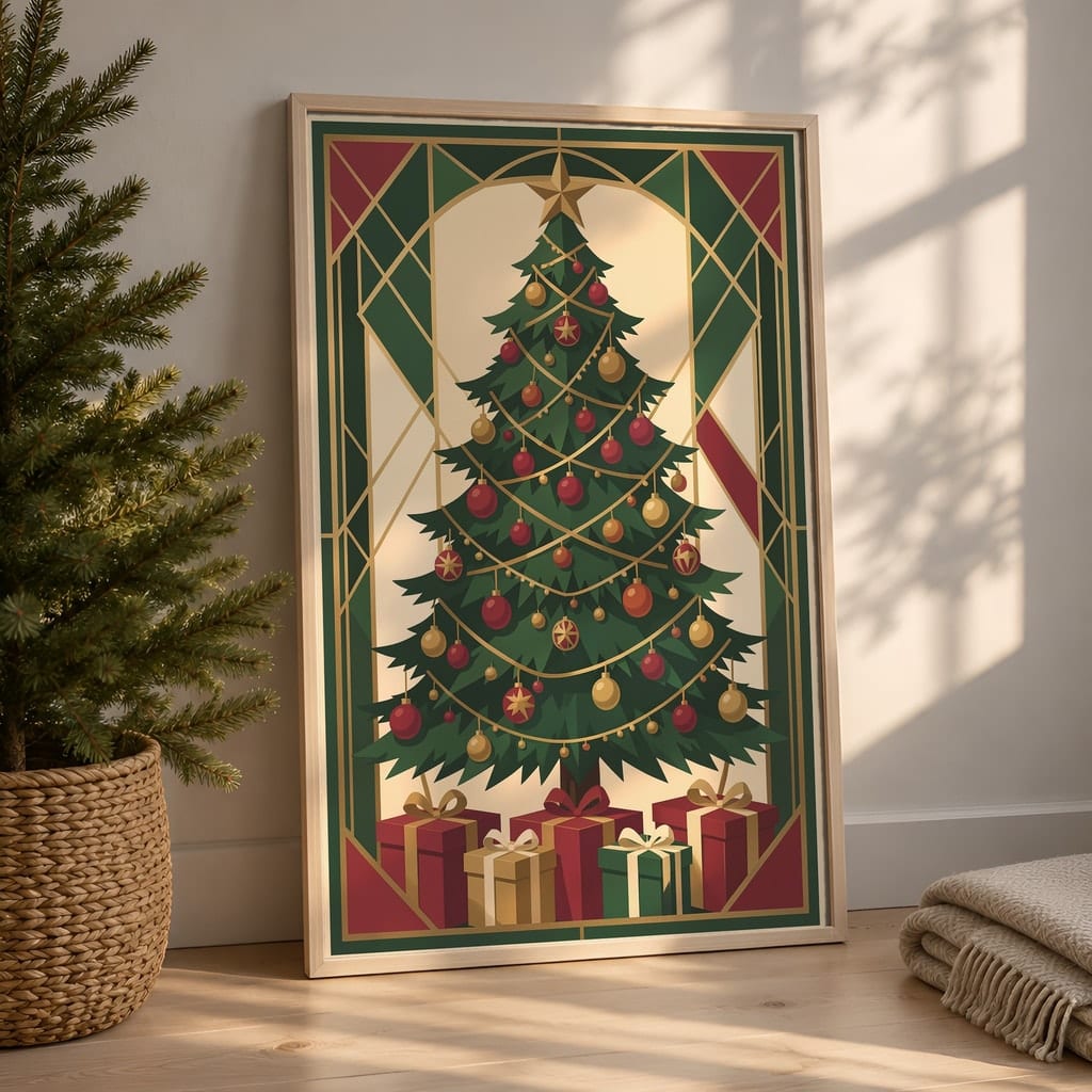 Christmas Frame Mockup Bundle — 20 Vertical Scandinavian Nordic Wall Art PSD Mockups: mockup scene 5 of 20