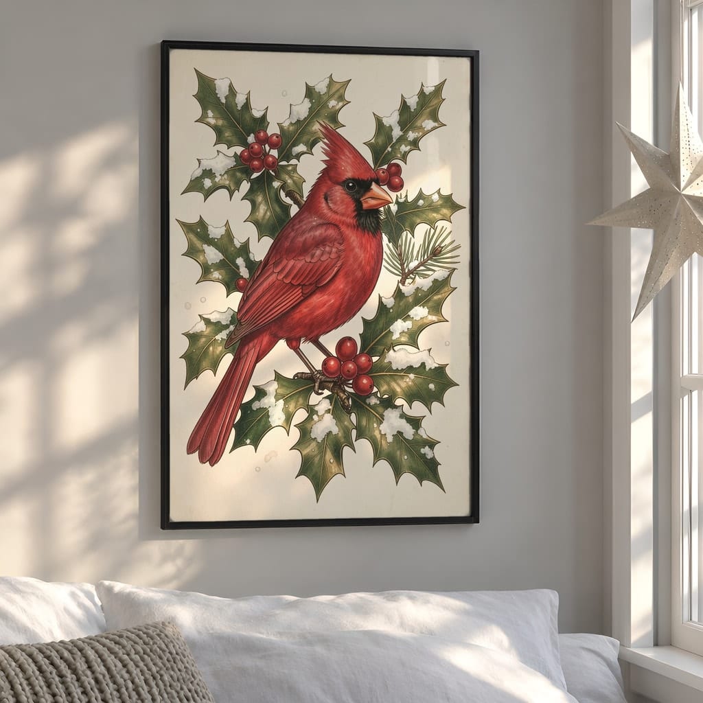 Christmas Frame Mockup Bundle — 20 Vertical Scandinavian Nordic Wall Art PSD Mockups: mockup scene 6 of 20