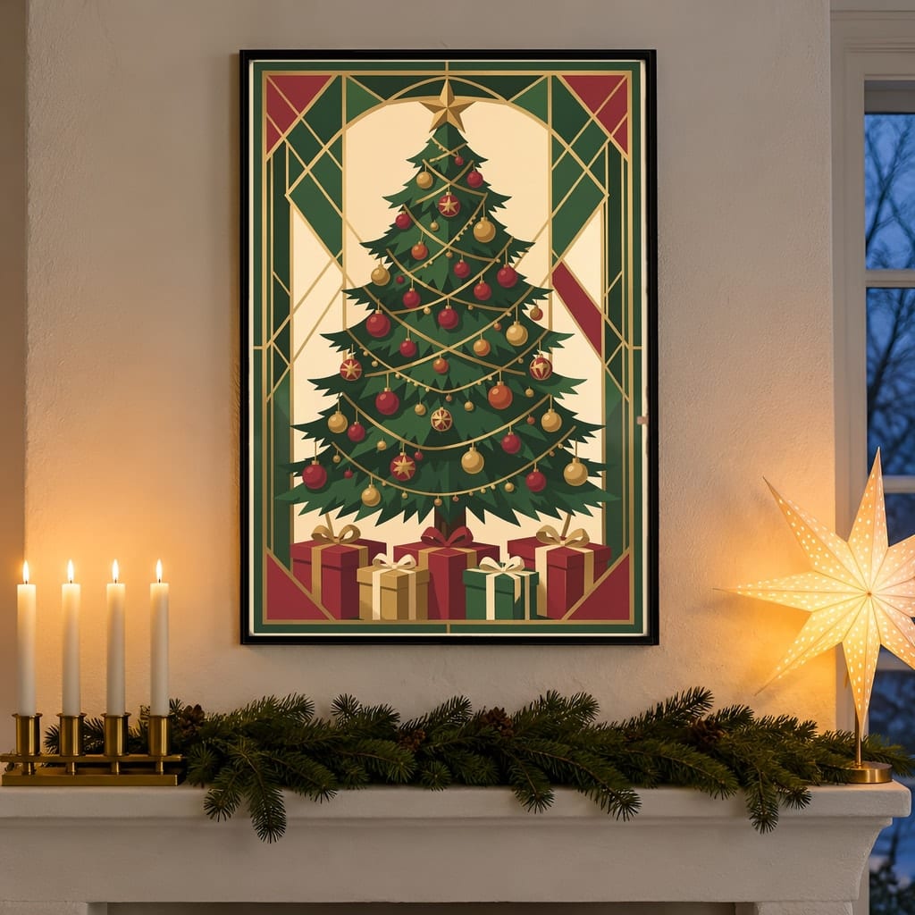 Christmas Frame Mockup Bundle — 20 Vertical Scandinavian Nordic Wall Art PSD Mockups: mockup scene 7 of 20