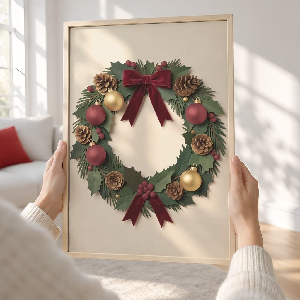 Christmas Frame Mockup Bundle — 20 Vertical Scandinavian Nordic Wall Art PSD Mockups: mockup scene 8 of 20