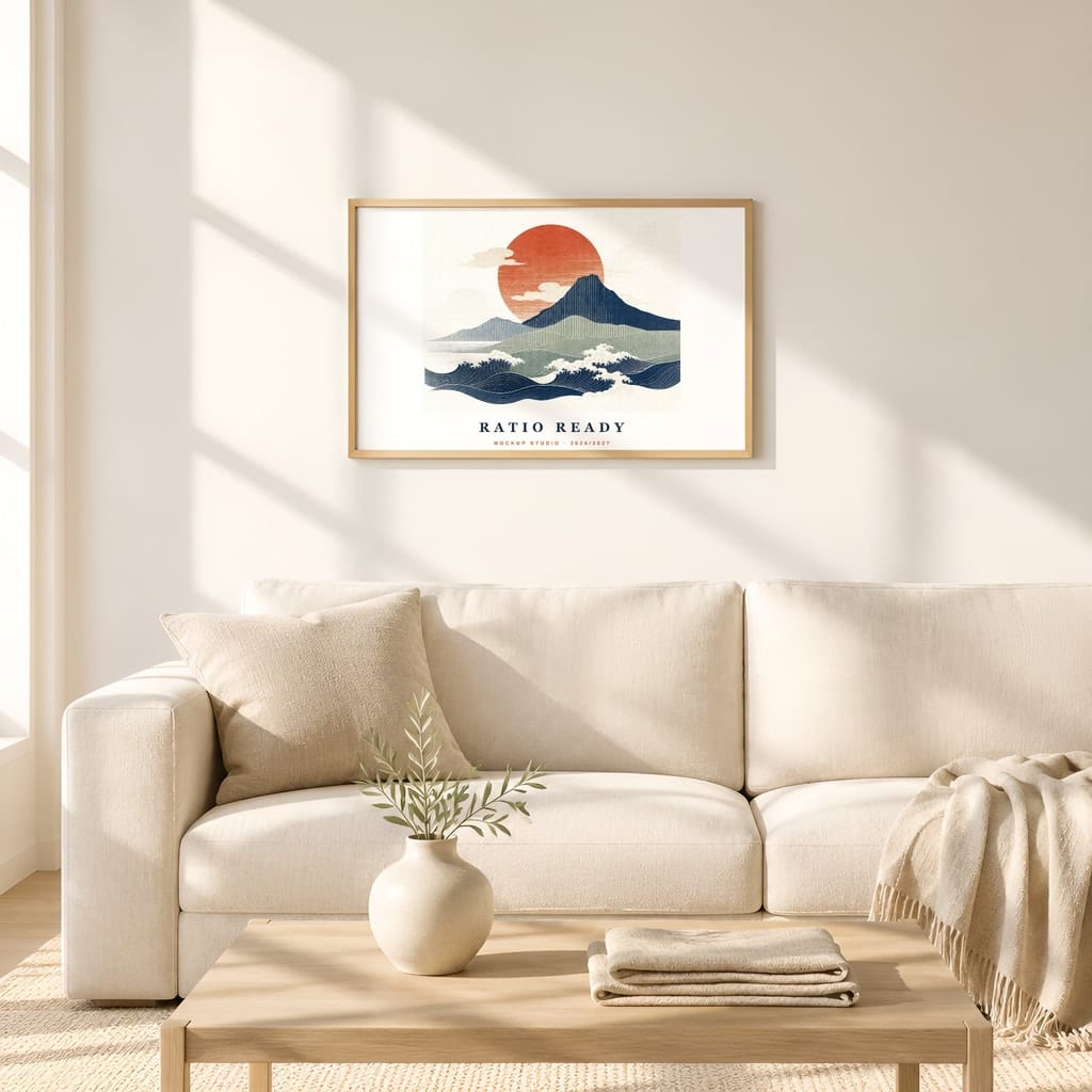 Horizontal Frame Mockup 3:2 — Sunlit Modern Wall Art PSD Templates (40 Scenes) — first mockup scene from the pack