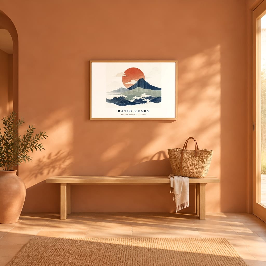 Horizontal Frame Mockup 3:2 — Sunlit Modern Wall Art PSD Templates (40 Scenes): mockup scene 15 of 40