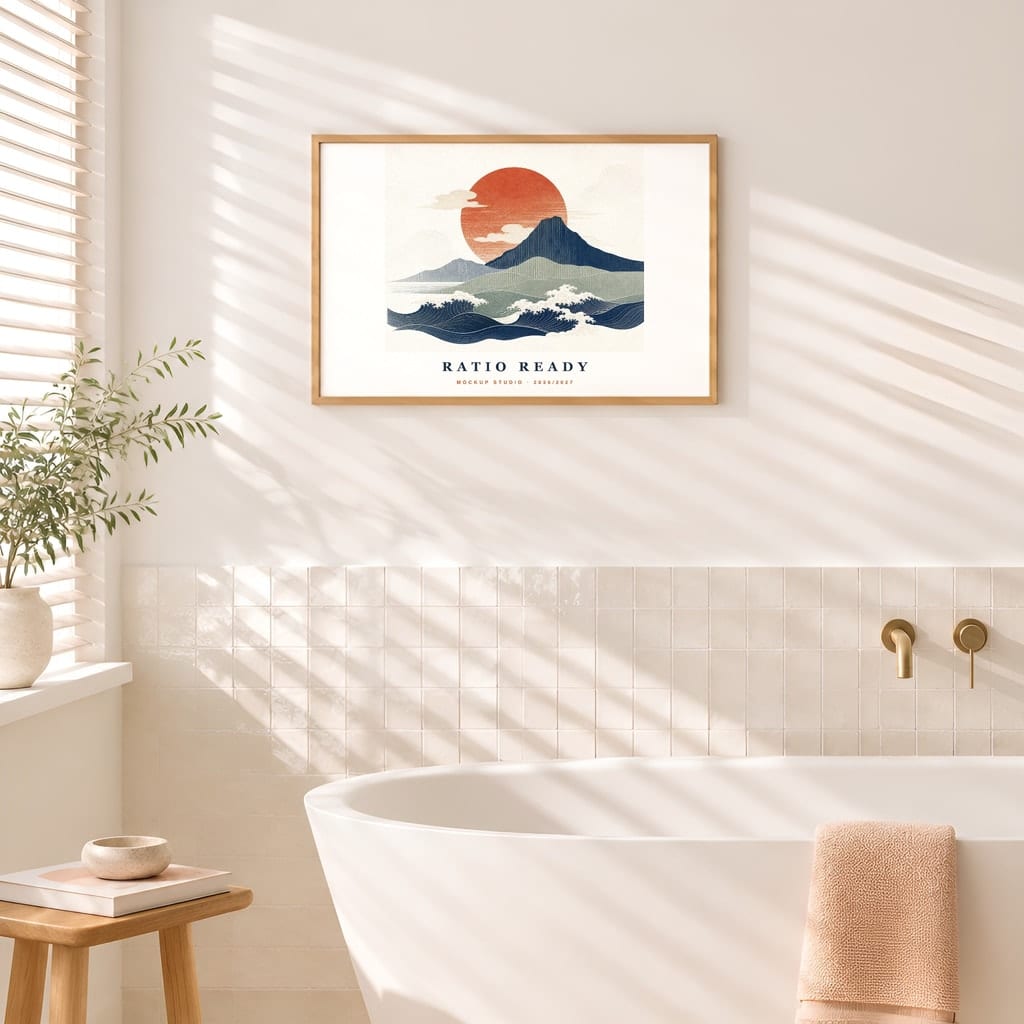 Horizontal Frame Mockup 3:2 — Sunlit Modern Wall Art PSD Templates (40 Scenes): mockup scene 16 of 40