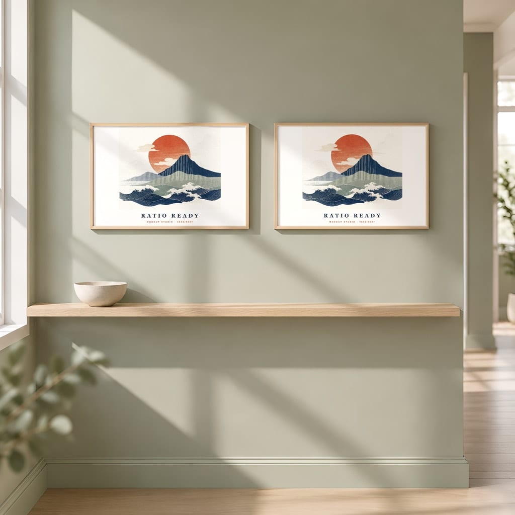 Horizontal Frame Mockup 3:2 — Sunlit Modern Wall Art PSD Templates (40 Scenes): mockup scene 20 of 40