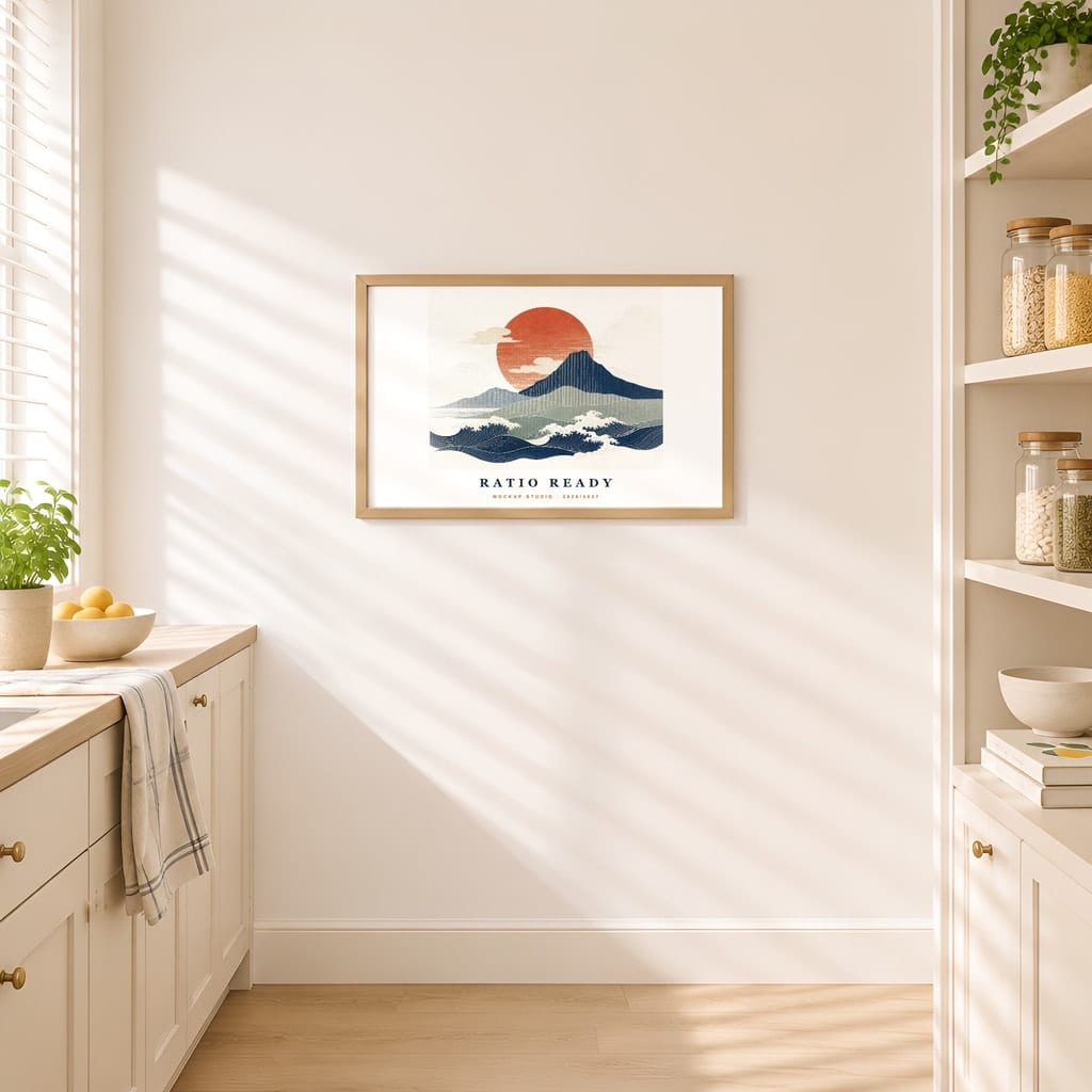Horizontal Frame Mockup 3:2 — Sunlit Modern Wall Art PSD Templates (40 Scenes): mockup scene 21 of 40