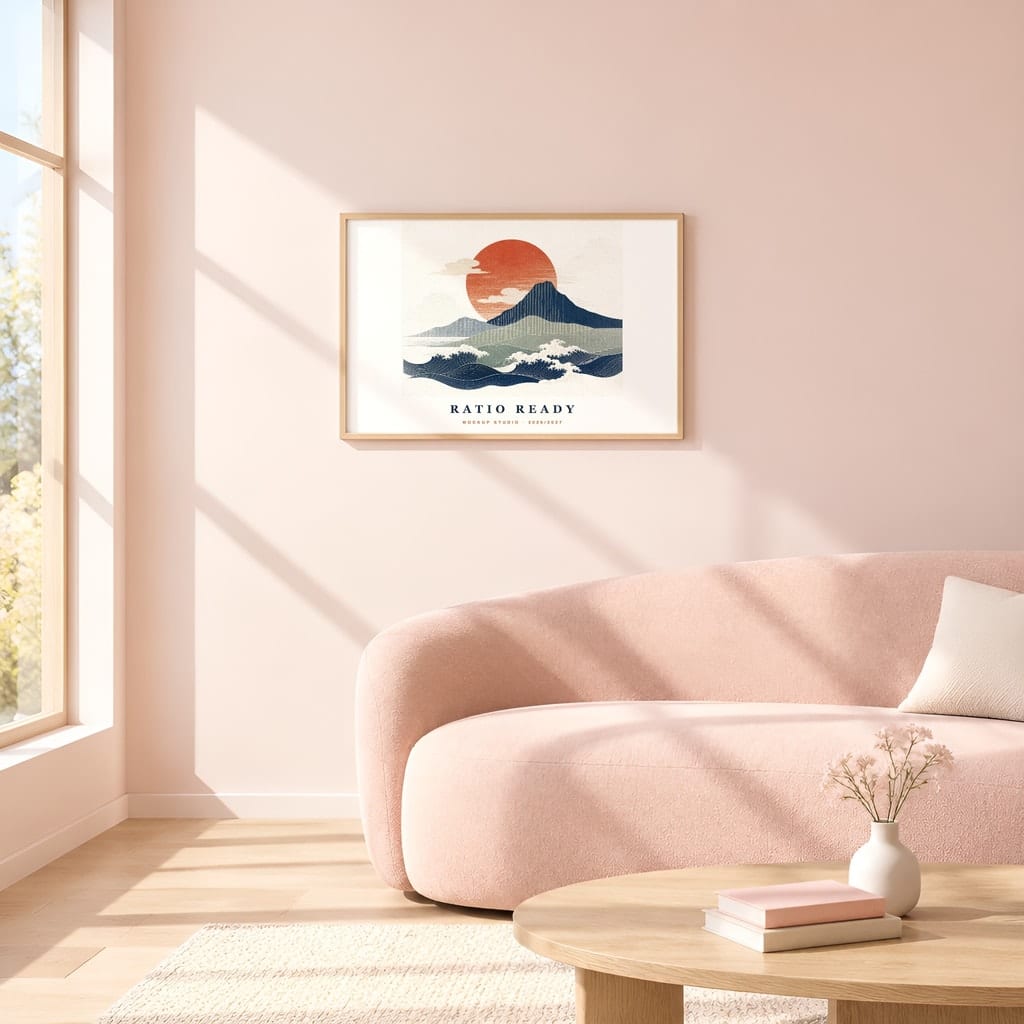 Horizontal Frame Mockup 3:2 — Sunlit Modern Wall Art PSD Templates (40 Scenes): mockup scene 22 of 40