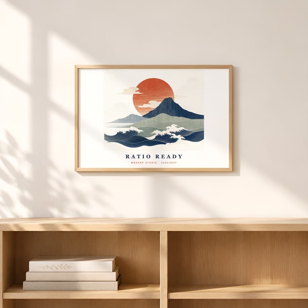 Horizontal Frame Mockup 3:2 — Sunlit Modern Wall Art PSD Templates (40 Scenes): mockup scene 23 of 40