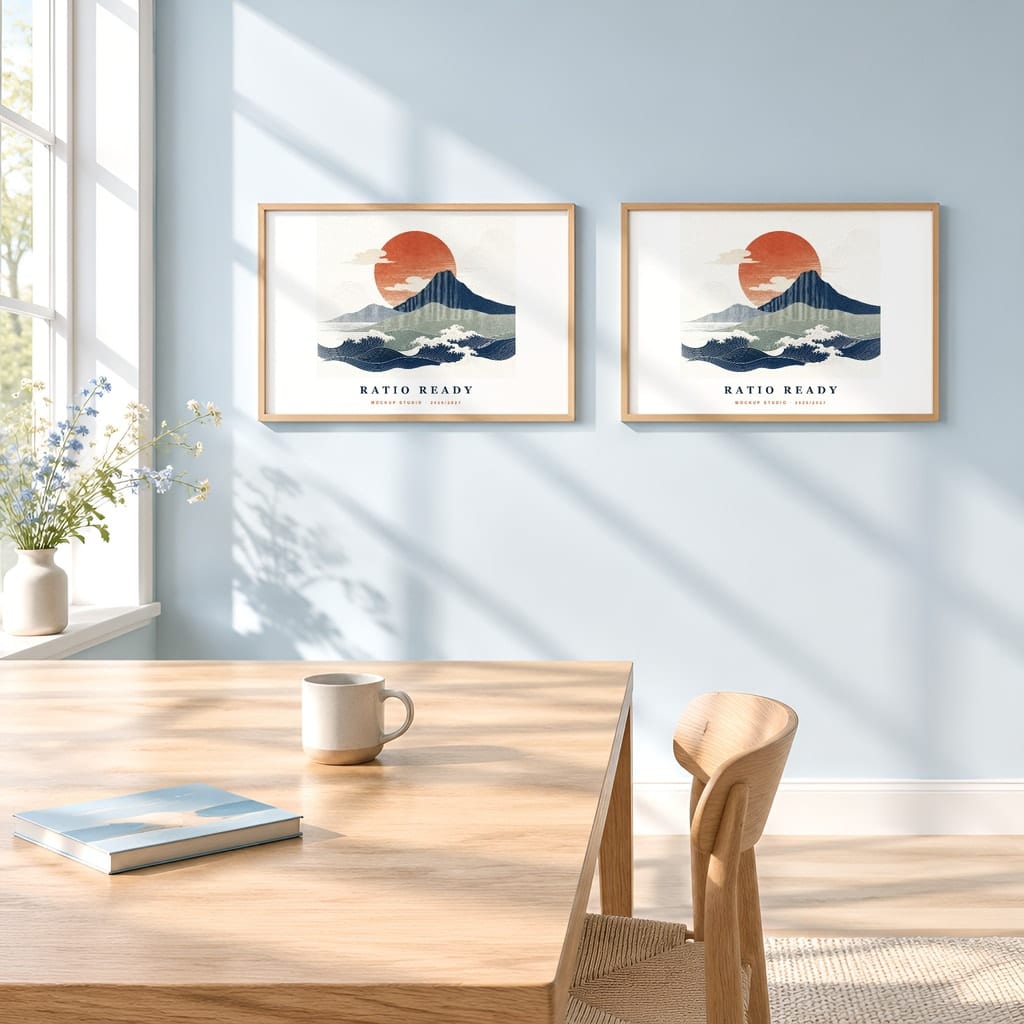 Horizontal Frame Mockup 3:2 — Sunlit Modern Wall Art PSD Templates (40 Scenes): mockup scene 25 of 40