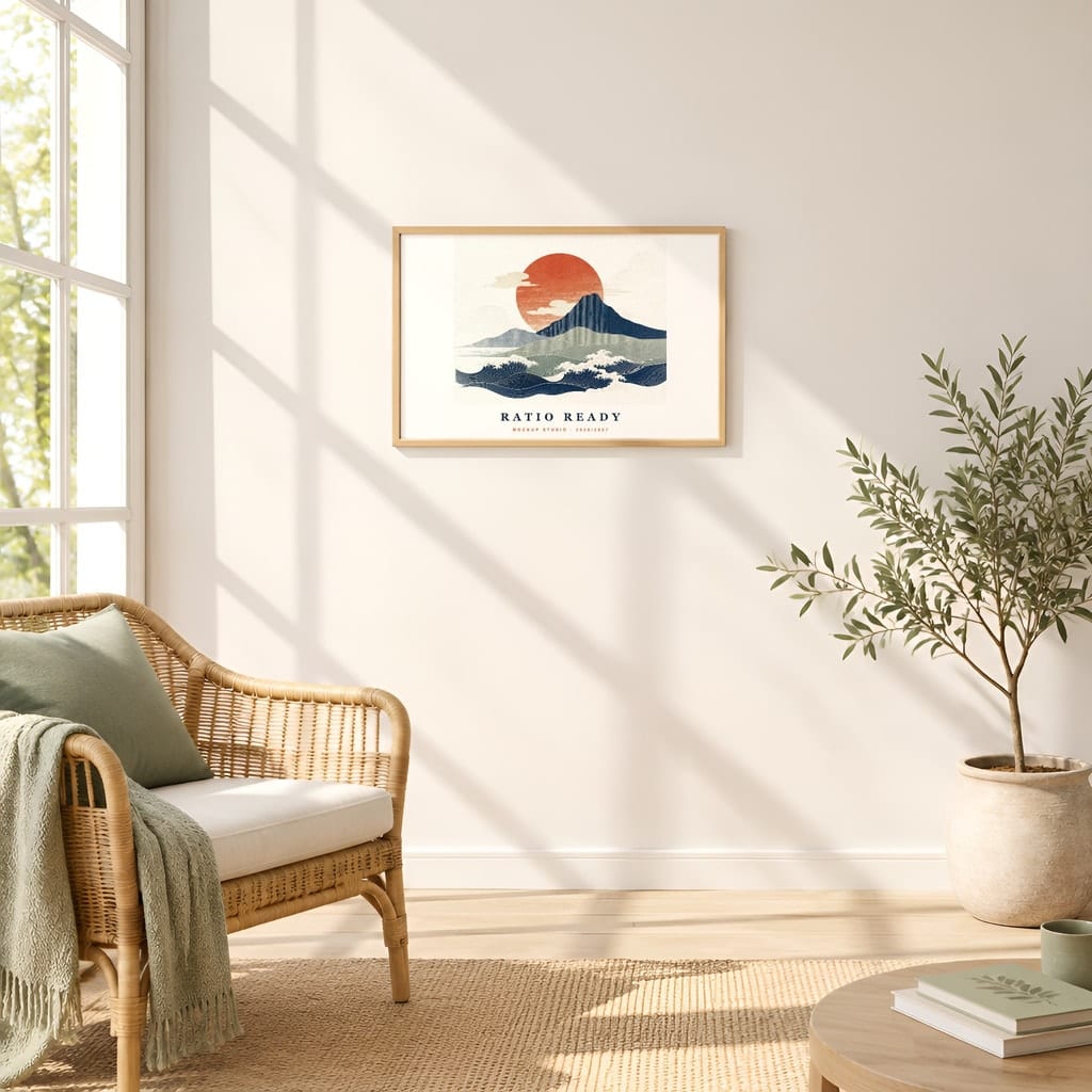 Horizontal Frame Mockup 3:2 — Sunlit Modern Wall Art PSD Templates (40 Scenes): mockup scene 26 of 40